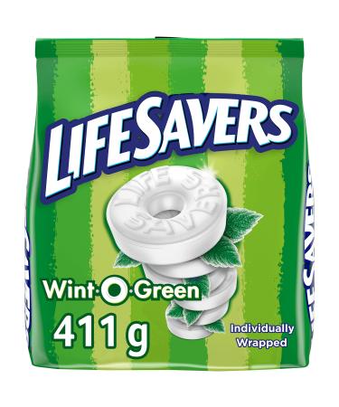 LIFE SAVERS Wint O Green Individually Wrapped Candy Mints Sharing Bag 411g Wintergreen 411 g (Pack of 1)