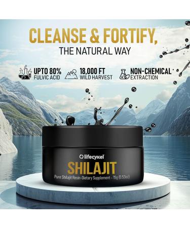 Lifecykel Pure Shilajit Resin 15g | Wild-Harvested Mineral-Rich Shilajit Supplement for Strength | Third-Party Tested Premium Quality | Natural Flavouring - Buy Online on GoSupps.com