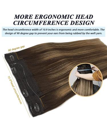 GOO GOO Balayage Chocolate Brown to Caramel Blonde Human Hair Extensions - 16 Inch Invisible Wire Hairpiece - Buy Online on GoSupps.com