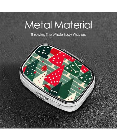 Christmas Trees Print Mini Pill Box - Portable Iron Plating Pill Organizer for Home & Travel - Buy Online on GoSupps.com