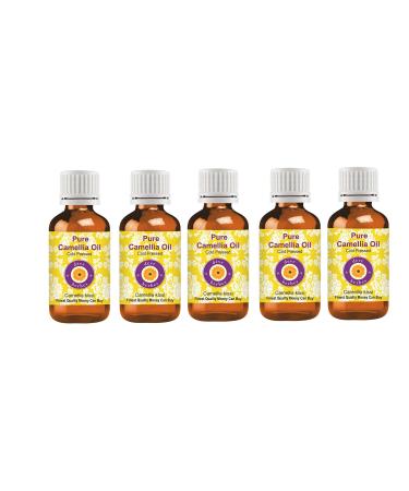 Deve Herbes Pure Camellia Oil Camellia kissi 100 Natural Therapeutic Grade Cold Pressed Pack of Five 5 x 100 ml