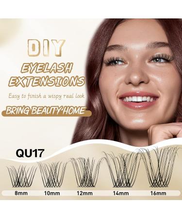 QueWel Individual Eyelash Clusters - D Curl Mix 8-16mm | 72pcs for DIY Extensions | Premium Quality Lashes - Buy Online on GoSupps.com