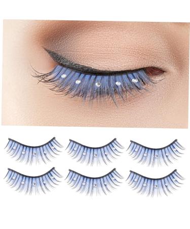 5 Pairs Colored Eyelashes - Soft Thick Blue Diamond Lashes with Rhinestones for Cosplay | Artificial Fiber Lashes - Buy Online on GoSupps.com