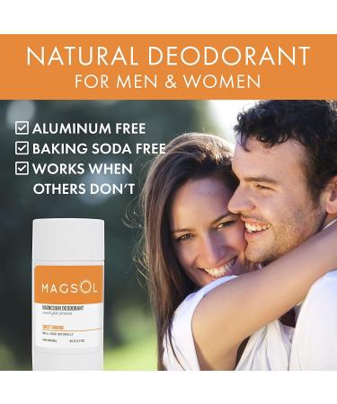 Organic Magsol Magnesium Deodorant - Sweet Orange 3.2 oz (95 g) | Aluminum-Free Natural Deodorant - Buy Online on GoSupps.com