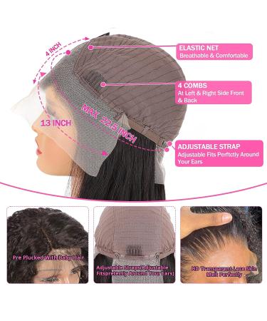 Deep Wave Human Hair Lace Front Wig 22 Inch - 180% Density HD Transparent Lace Front Wig for Black Women - Pre Plucked with Baby Hair - Natural Black - Buy Online on GoSupps.com