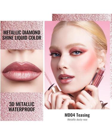  oulac Oulac 2 in 1 Metallic Glitter Lipstick 2 in 1 Lipstick and Eyeshadow 8 Hour Lasting Lightweight Highly Pigmented Water Resistant - Buy Online on GoSupps.com