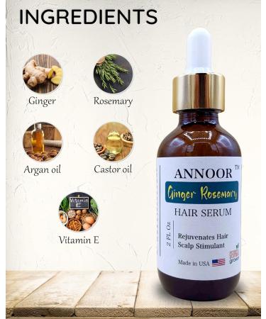 Ginger Rosemary Hair Serum by Annoor | 2 Fl Oz | Nourish & Strengthen Hair Promote Growth & Scalp Renewal - Buy Online on GoSupps.com