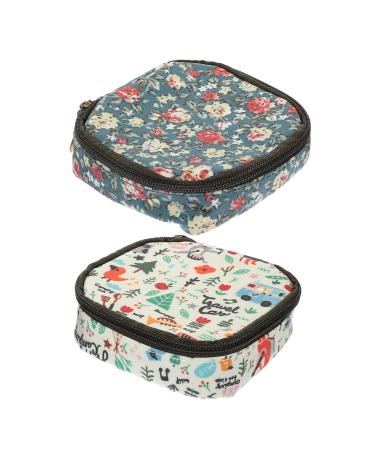 Healifty Menstrual Pad Bag 2pcs Napkin Storage Bag Women's Wallet Zipper Wallet Mini Wallet for Women Mini Wet Bags Napkin Holders Pad Pouch Cotton Laminated Change Storage Pouches