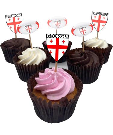 Georgia Flag Rugby Ball Food & Cupcake Picks Toppers Party Decorations (14 Pack) - Buy Online on GoSupps.com