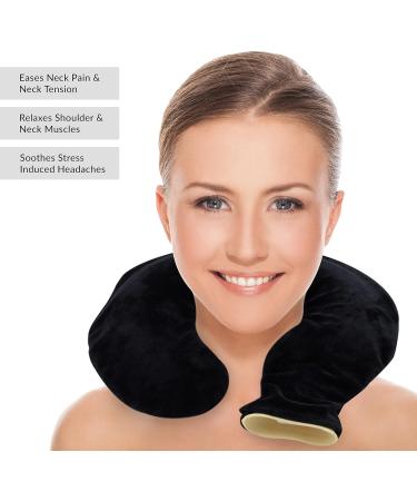Bauer Professional 60730 Neck and Shoulder Hot Water Bottle - Soothe Pain, Headaches, and Relax Muscles - Washable Soft Fleece Cover - Black - Buy Online on GoSupps.com
