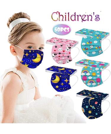 50 Pcs Disposable Cover Face_Masks for Children Kids Cute Print Breathable 3 Layer Anti Dust Mouth Protective Covering B-5 One Size Fits Most - Buy Online on GoSupps.com