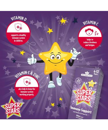 Natures Aid Super Stars Immune Support for Children 150ml - Natural Blackcurrant Flavour - Buy Online on GoSupps.com