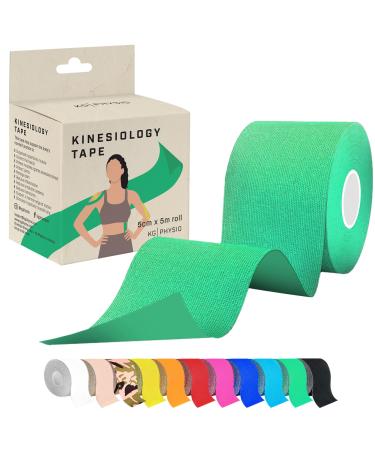 KG Physio Kinesiology Tape 5m Roll - Kinesio Tape for Joint and Muscle Support Multipurpose KT Tape Body Tape Physio Tape Sports Tape Trans Tape Athletic Tape - Green Bright Green