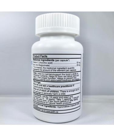 Iron Bisglycinate 25 mg with Vitamin C 120 Vegetable Capsules - Buy Online on GoSupps.com