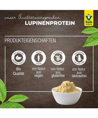 Raab Vitalfood Bio Lupinen Protein | Vegan Protein Powder | 39% Vegetable Protein & Essential Fatty Acids | Perfect for Shakes Smoothies & Baking | Made in Germany - Buy Online on GoSupps.com