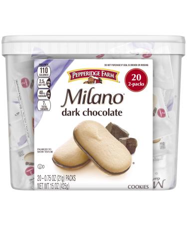 Pepperidge Farm Milano Cookies, Dark Chocolate, 20 Packs Tub, 2 Cookies Per Pack