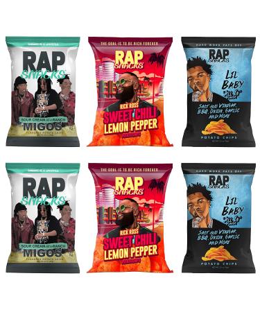 Rap Snacks Lil Baby, Rick Ross, Migos Variety Pack - Sweet Chili, Lemon Pepper, Sour Cream - 6 Pack - Buy Online on GoSupps.com
