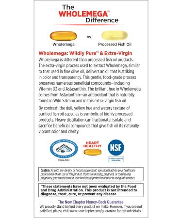 Buy New Chapter Wholemega Fish Oil Supplement - 60 Capsules | Omega-3 Benefits - Buy Online on GoSupps.com