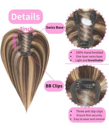 GULALUUK Crown Hair Topper for Women - Clip in Medium Brown with Warm Highlights (10inch) - Ideal for Thinning Hair & Slight Hair Loss - P4/27 Color - Buy Online on GoSupps.com
