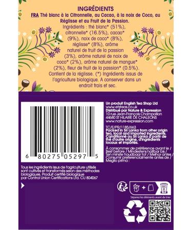 English Tea Shop - Th blanc bio coco et fruit de la passion - Bo te de 20 sachets - Lot de 2 Th blanc coco & passion Lot de 2 - Buy Online on GoSupps.com