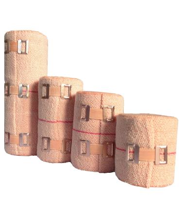 SETH 4 Sizes Soft Compression Crepe Bandages|Elastic Bandage Wraps|Bandage Rolls|Compression Wrap|Ankle Wrap For Leg Sprain|Athletic Sport Support Tape Rolls For Wrist|Hand Wraps - With Bandage Clips.