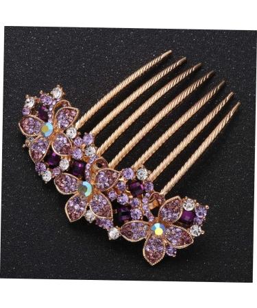 Angoily Flower Bridal Hair Comb Prom Headpiece Wedding Hair Clip Hair Teasing Comb Flower Hair Accessories Rhinestone Hair Accessories Hair Topper Bride Alloy Crystal Purple - Buy Online on GoSupps.com