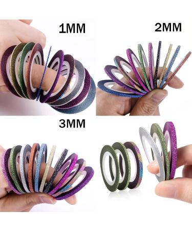 Glitter Nail Striping Tape Set - 42 Rolls, Self-Adhesive 1mm 2mm 3mm, Gold Black Red Design Strips for Nail Art - Buy Online on GoSupps.com