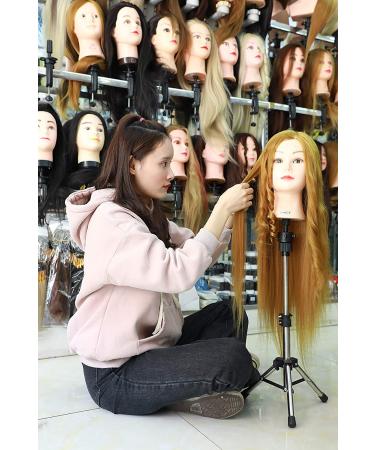 Mini Mannequin Head Stand,Dansee Wig Stand Tripod Adjustable (14.5-21.8  inch) for Mannequin Heads Training Heads and Canvas Block Head(Silver)