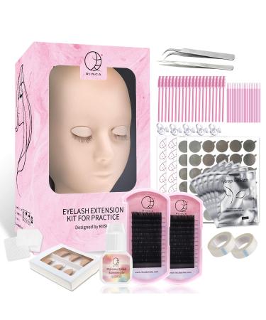 RIISCA Eyelash Extension Kit,eyelash starter kit,eyelash training kit,Lash Extension Supplies,Professional Eyelash Mannequin Head with 4pc Removable Eyelids,Lash Extension Kit for Beginners Replaced Mannequin Head Skilled …