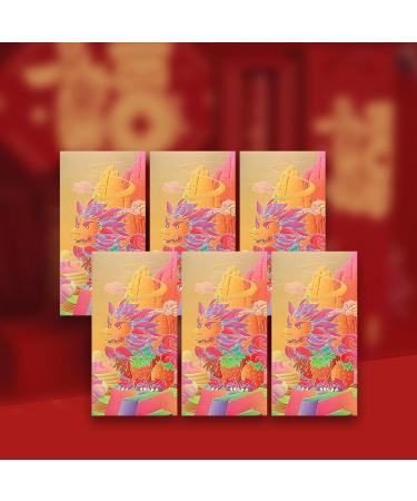 6Pcs Chinese Lunar Year Red Envelopes Hong Bao Gifts Traditional Lucky Money Envelopes for Birthday Festival Thanksgiving Golden Dragon - Buy Online on GoSupps.com