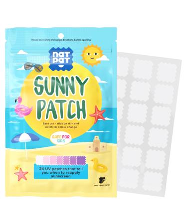 BuzzPatch SunnyPatch UV Detecting Patches for Kids and Adults (24 Pack) The Natural Patch - All-Natural Waterproof Patches Changes Color When Time To Reapply Sunscreen