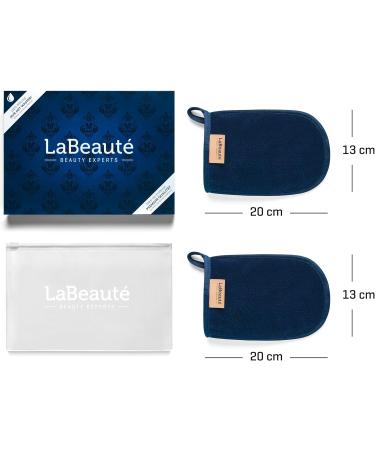 LaBeaut Makeup Remover Glove (2 pieces) Facial Cleaning Cloth Spa Microfiber Wash Mitt Washable and Reusable (20x13 cm navy-blue) - Buy Online on GoSupps.com