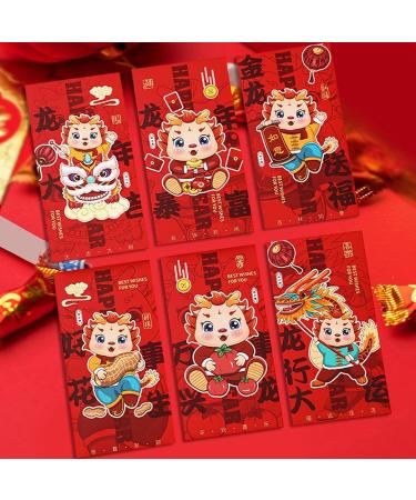 6X Chinese New Year Red Envelopes Red Packets Gift Packets Traditional Hong Bao Lucky Money for Spring Festival Graduation D Style D - Buy Online on GoSupps.com
