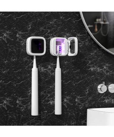 UV Toothbrush Sanitizer Holder - Portable Rechargeable Cleaner Case with Magnetic Holder | Travel & Home Use - No Drilling (White - Buy Online on GoSupps.com