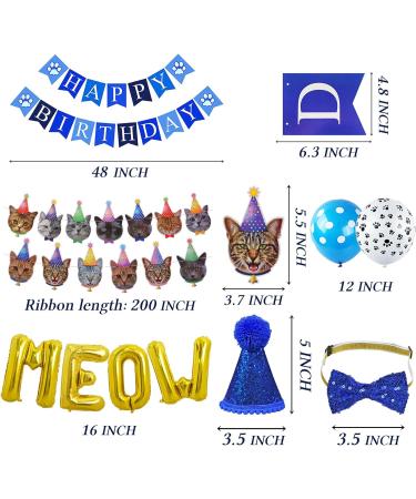 STMK Cat Birthday Party Supplies Cat Birthday Hat Bandana Bow Tie Collar Birthday Number Cat Birthday Banner Garland MEOW Letter Balloons for Cat Kitten Birthday Outfits Decorations Blue Hat & Bandana & Bowtie & Number & Banner & Balloon - Buy Online on GoSupps.com