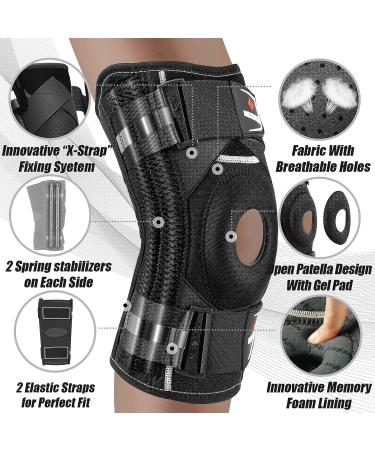 NEENCA Professional Knee Brace for Knee Pain Relief - Medical Knee Support with X-Strap Fixing System for Arthritis, Meniscus Tear, Injury Recovery - Large Black - Buy Online on GoSupps.com