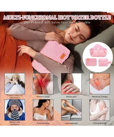 Hot Water Bag with Waist Cover - Pain Relief for Neck, Shoulders, Menstrual Cramps - 3 Sets of Hot Water Pouch with Plush Belt Cover (Pink) - Buy Online on GoSupps.com