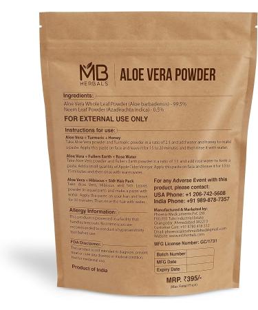 MB Herbals Aloe Vera Powder 16 oz - Natural Skin Moisturizer & Hair Growth Promoter - Buy Online on GoSupps.com