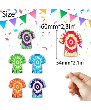 Kids' Hippie Tie Dye Themed Happy Birthday Cupcake Toppers Set of 18 - Rainbow Tie Dye Party Baby Shower Party and Birthday Party Groovy Carnival Decorations for Boys and Girls - SugarGera (1) - Buy Online on GoSupps.com