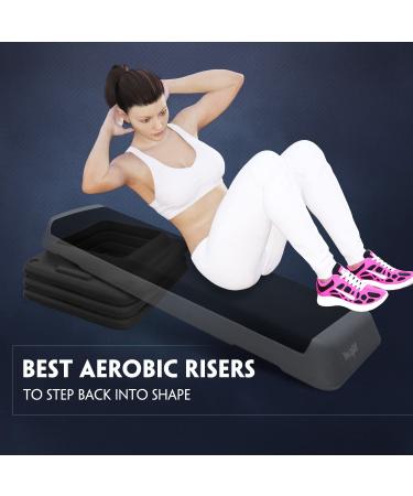 Yes4All Aerobic Step Platform with 2 Adjustable Risers - Health Club Size, Black - One Pair - Buy Online on GoSupps.com