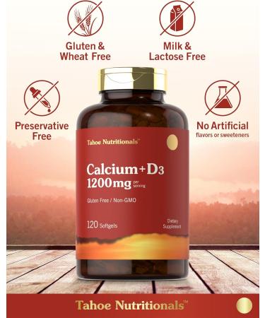 Carlyle Calcium 1200 mg with Vitamin D3 | 120 Softgels | Non-GMO & Gluten Free Supplement for Men and Women | Tahoe Nutritionals - Buy Online on GoSupps.com