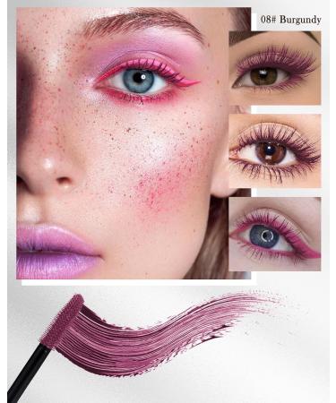 5D Burgundy Mascara for Eyelashes-1Pcs Longlasting Waterproof Smudge-Proof Colored Tubing Mascara Volume and Length Volumizing Curling Defining Eye Lashes Fiber Mascara for Women Halloween Eye Makeup 08#Burgundy - Buy Online on GoSupps.com