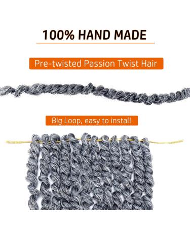Dorsanee Pre-twisted Passion Twist Hair 10 Inch 8 packs for Women - Gray Synthetic Curly Crochet Extensions - Pre-looped Crochet Braids - Short Passion Twists - 1B/Gray - Buy Online on GoSupps.com