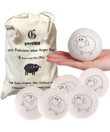 Organic Wool Dryer Balls XL - 6 Pack | Eco-Friendly Fabric Softener Reusable & Ethical | Say No to Dryer Sheets - Buy Online on GoSupps.com