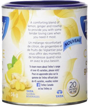 Tetley Care Lemon Ginger Herbal Tea - 20 Tea Bags 36 Grams Naturally Caffeine Free Ginger Lemon - Buy Online on GoSupps.com