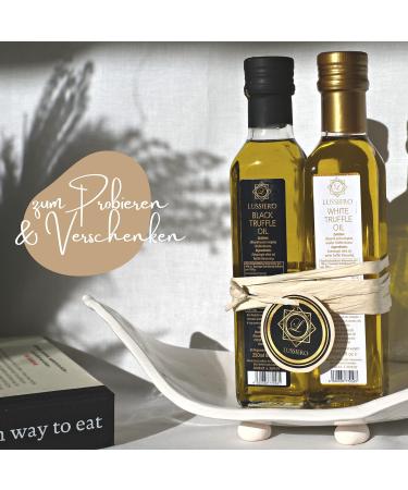 Lussiero Truffle Oil Set - White & Black Truffle Oils Delicatessen Gift Set (2 x 250ml) - Perfect Gourmet Gift for Food Lovers - Buy Online on GoSupps.com