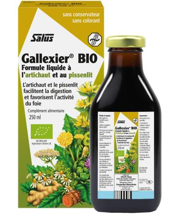 Salus Gallexier Bio - Liquid Food Supplement with Dandelion and Artichoke and 12 Vegetable Extracts - Facilitates Digestion and Good Functioning of the Liver and Stomach - 250 ml