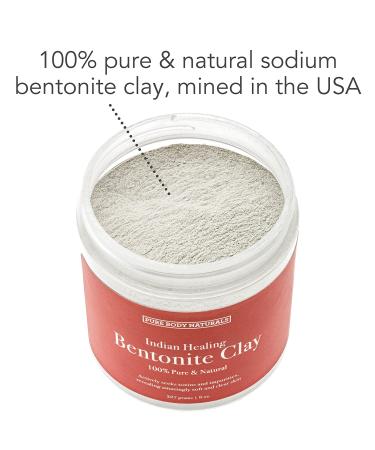 Bentonite Clay Powder for Detox Bath & Facial Mask | Indian Healing Clay for Burns and Skin Conditions | 8 oz - Pure Body Naturals - Buy Online on GoSupps.com
