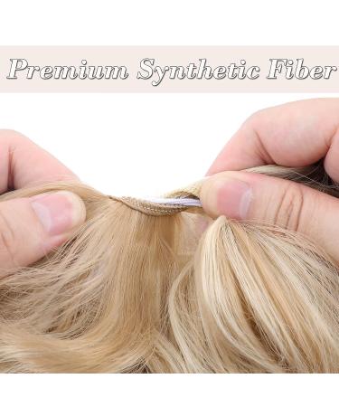 Silk-Co Hair Part with Rubber Band | Wavy Soft Dutt Hair Extensions | 45g Thickening Messy Bun Updos in Dark Blonde & Bleach Curled - Buy Online on GoSupps.com