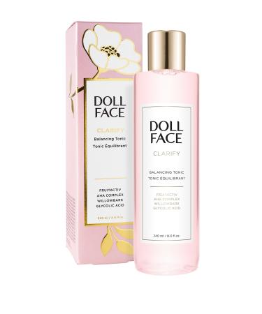 Doll Face Clarify Balancing Toner Glycolic Acid Willow Bark and Enzymes for Facial Soothing Facial Toning 8oz
